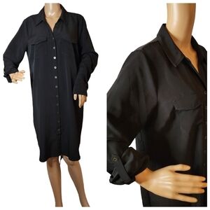 Motherhood maternity black roll tab button front shirt dress.  Size large.